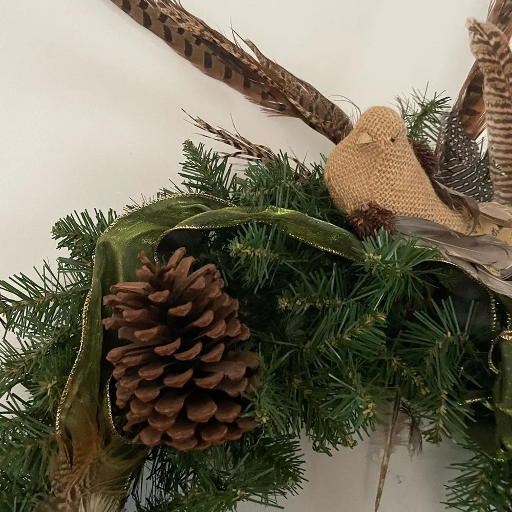 Rustic Wildlife Winter Wreath 17” by 19” Holiday Christmas